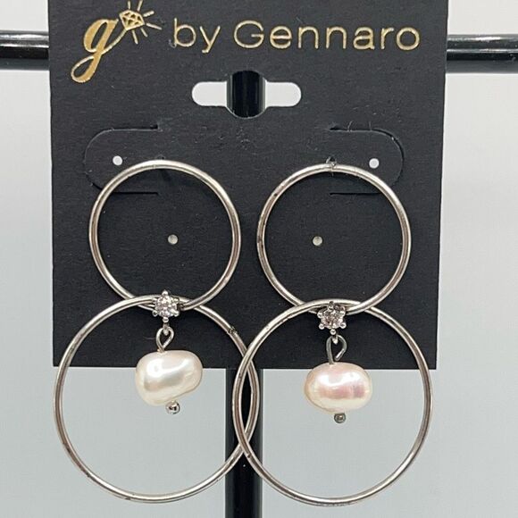 G by Gennaro Dangle Silver Faux Pearls Earrings - Picture 4 of 6